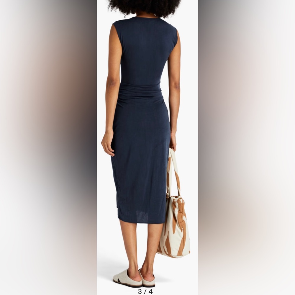 RAG & BONE Midnight Blue Christy wrap jersey midi dress Size XXS (00-0) NWT - Picture 3 of 16